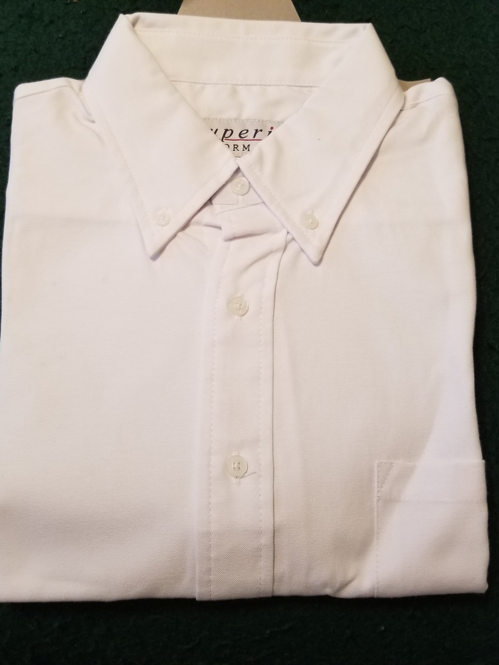 Superior Uniform Group Size L White Short Sleeve Button Down Dress Shirt